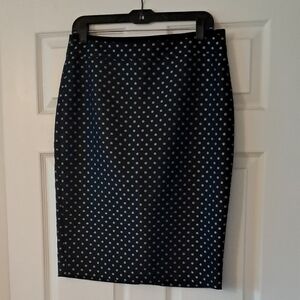 Ann Taylor Navy Polka Dot Pencil Skirt